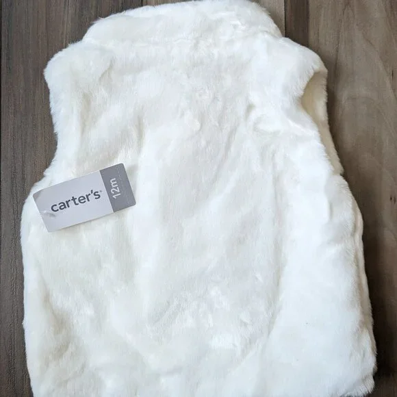 NWT Carter's Baby Toddler Girl's Faux Fur Vest High Neck White 12M, 24M - Picture 3 of 5